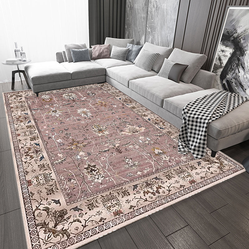 Skorter | Bohemian striped patterned rug with flowers Multicolored Polyester rug Machine washable non-slip back rug for living room