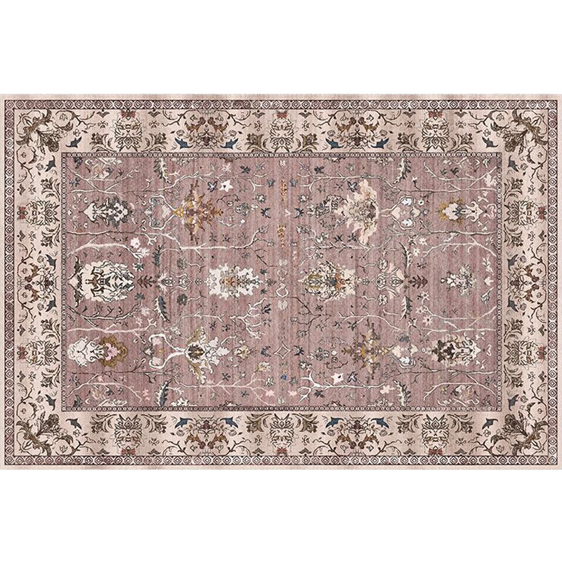 Skorter | Bohemian striped patterned rug with flowers Multicolored Polyester rug Machine washable non-slip back rug for living room