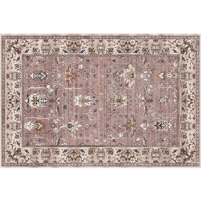 Skorter | Bohemian striped patterned rug with flowers Multicolored Polyester rug Machine washable non-slip back rug for living room