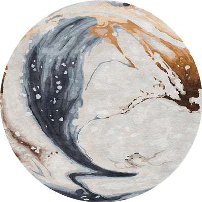 Skorter | Contemporary watercolour patterned rug with twist stripes Multi-colour polyester rug Non-slip backing Washable Pet-friendly rug for bedroom