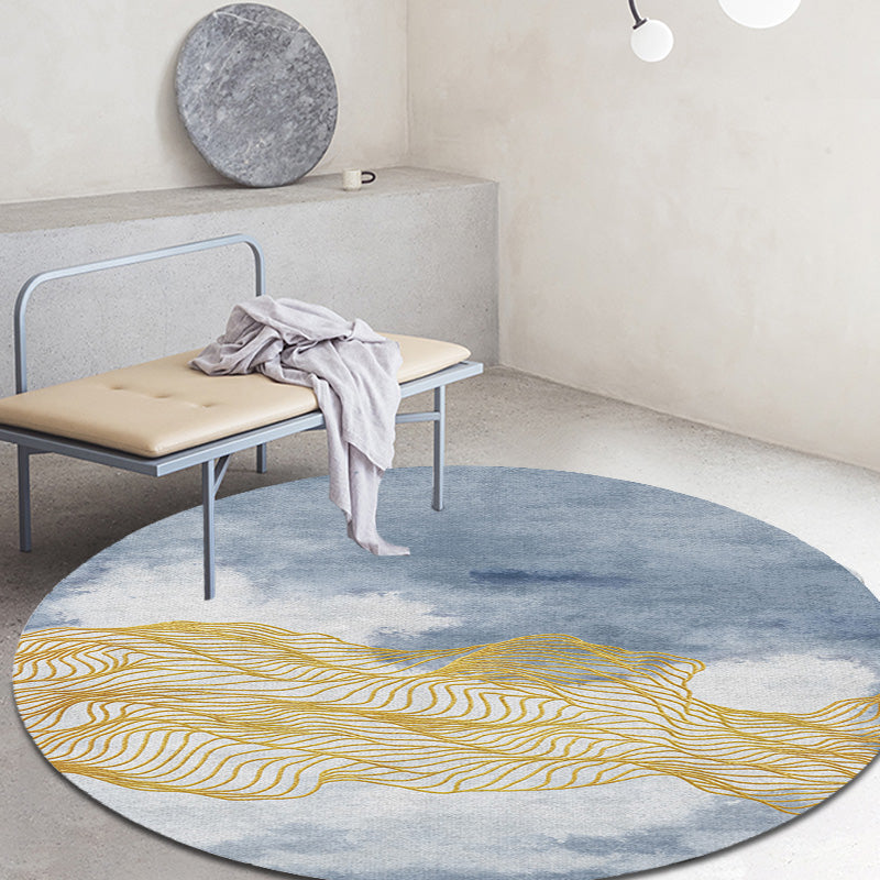 Skorter | Contemporary watercolour patterned rug with twist stripes Multi-colour polyester rug Non-slip backing Washable Pet-friendly rug for bedroom