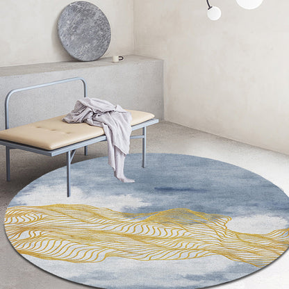 Skorter | Contemporary watercolour patterned rug with twist stripes Multi-colour polyester rug Non-slip backing Washable Pet-friendly rug for bedroom