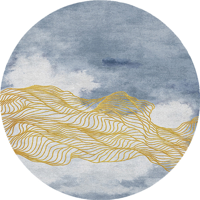 Skorter | Contemporary watercolour patterned rug with twist stripes Multi-colour polyester rug Non-slip backing Washable Pet-friendly rug for bedroom