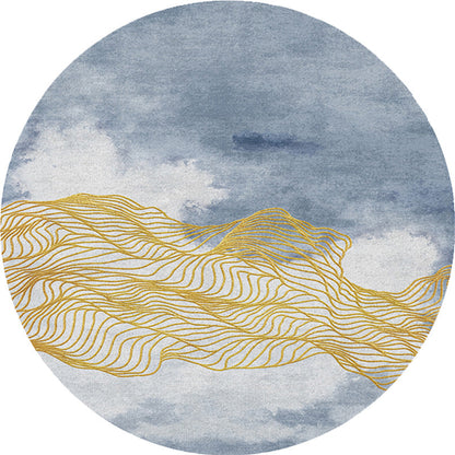 Skorter | Contemporary watercolour patterned rug with twist stripes Multi-colour polyester rug Non-slip backing Washable Pet-friendly rug for bedroom