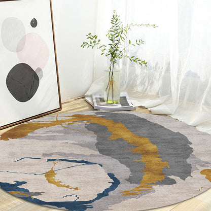 Skorter | Contemporary watercolour patterned rug with twist stripes Multi-colour polyester rug Non-slip backing Washable Pet-friendly rug for bedroom
