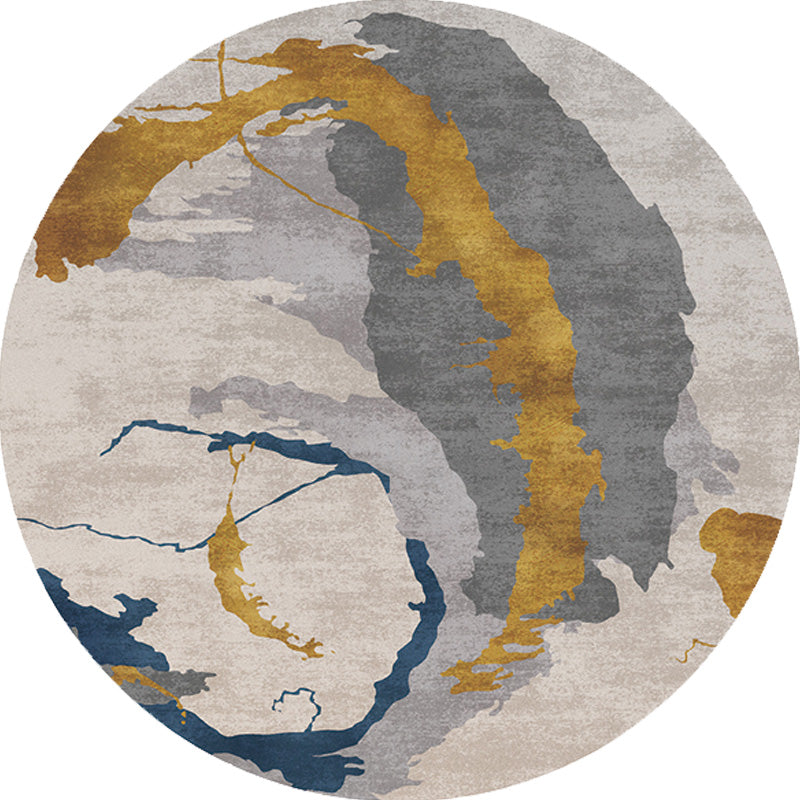 Skorter | Contemporary watercolour patterned rug with twist stripes Multi-colour polyester rug Non-slip backing Washable Pet-friendly rug for bedroom