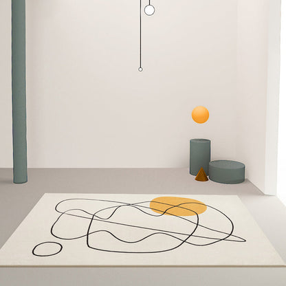 Skorter | Beige Abstract Rug Polyester Modern Rug Washable Non-Slip Pet-Friendly Area Rug for the Living Room