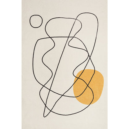 Skorter | Beige Abstract Rug Polyester Modern Rug Washable Non-Slip Pet-Friendly Area Rug for the Living Room