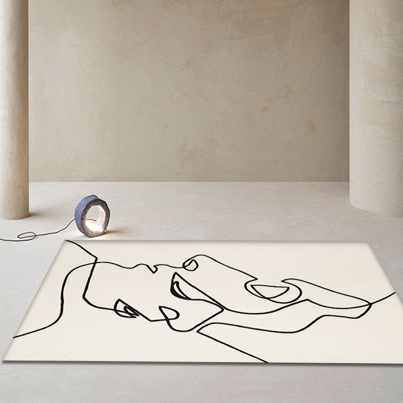 Skorter | Creative Scandinavian Area Rug Beige Abstract Rug Pet-Friendly Non-Slip Washable Carpet for Decoration