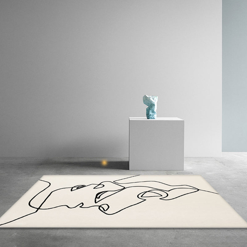 Skorter | Creative Scandinavian Area Rug Beige Abstract Rug Pet-Friendly Non-Slip Washable Carpet for Decoration