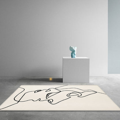 Skorter | Creative Scandinavian Area Rug Beige Abstract Rug Pet-Friendly Non-Slip Washable Carpet for Decoration