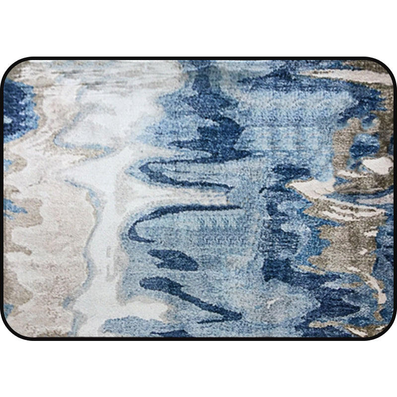 Skorter | Creative abstract rug Blue Shabby Chic rug Polyester machine washable non-slip backing rug for the living room