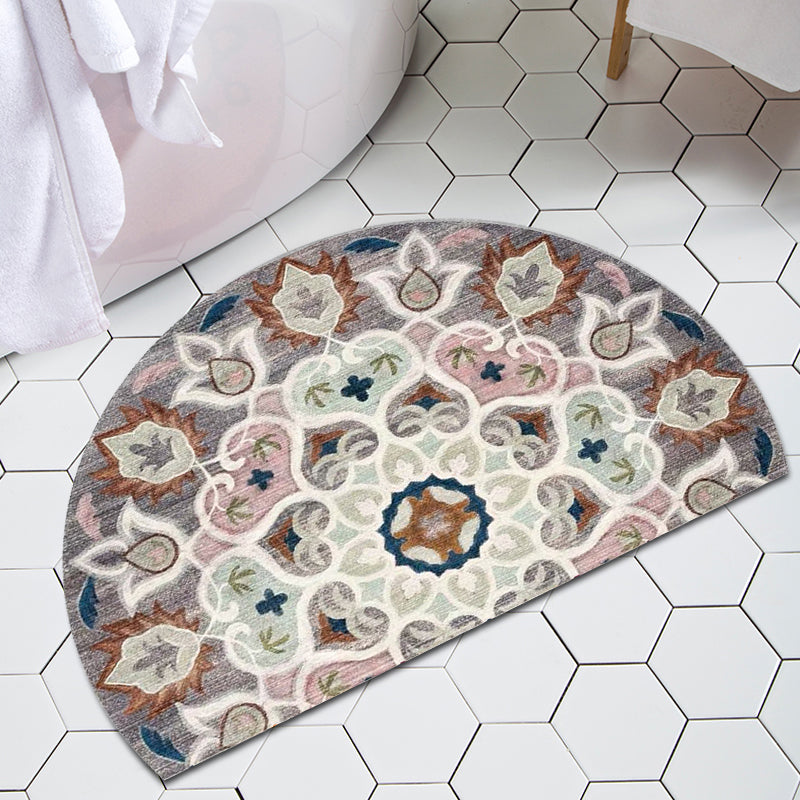 Skorter | Bohemian Floral Pattern Rug Multicolor Polyester Rug Machine Washable Non-Slip Back Rug for Living Room