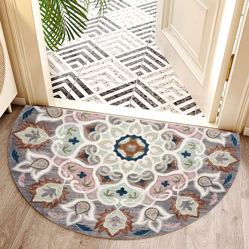 Skorter | Bohemian Floral Pattern Rug Multicolor Polyester Rug Machine Washable Non-Slip Back Rug for Living Room