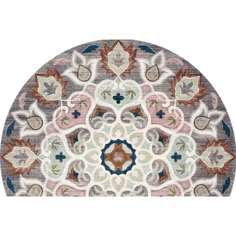 Skorter | Bohemian Floral Pattern Rug Multicolor Polyester Rug Machine Washable Non-Slip Back Rug for Living Room