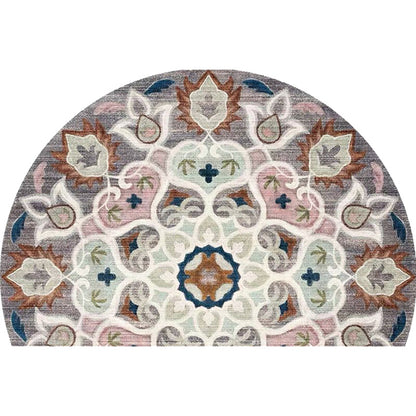 Skorter | Bohemian Floral Pattern Rug Multicolor Polyester Rug Machine Washable Non-Slip Back Rug for Living Room
