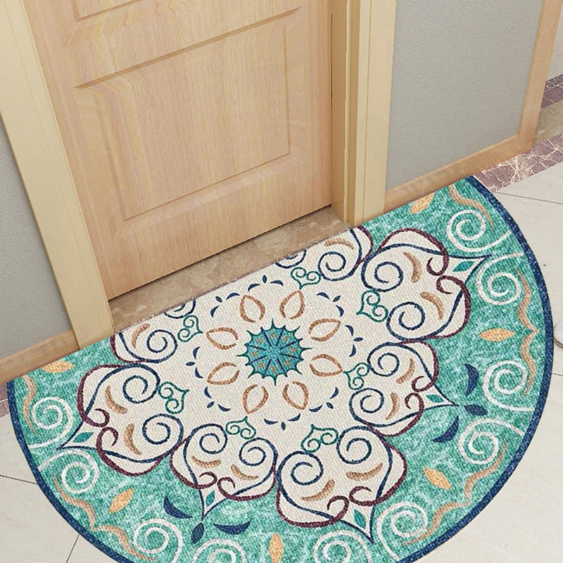 Skorter | Bohemian Floral Pattern Rug Multicolor Polyester Rug Machine Washable Non-Slip Back Rug for Living Room