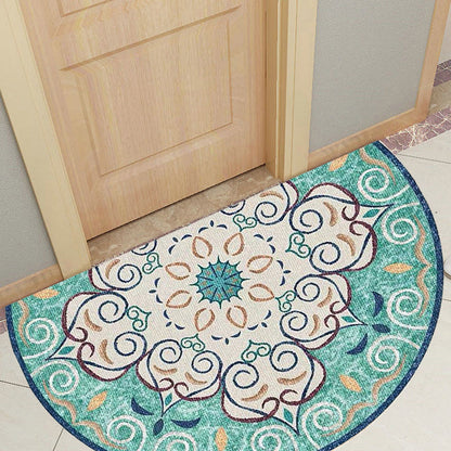 Skorter | Bohemian Floral Pattern Rug Multicolor Polyester Rug Machine Washable Non-Slip Back Rug for Living Room