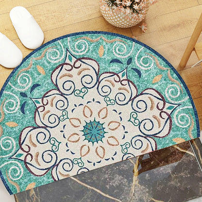 Skorter | Bohemian Floral Pattern Rug Multicolor Polyester Rug Machine Washable Non-Slip Back Rug for Living Room