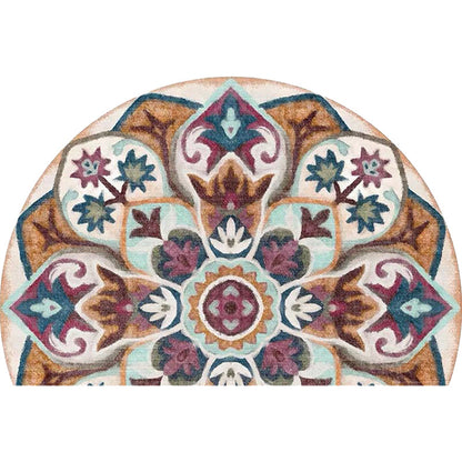 Skorter | Bohemian Floral Pattern Rug Multicolor Polyester Rug Machine Washable Non-Slip Back Rug for Living Room