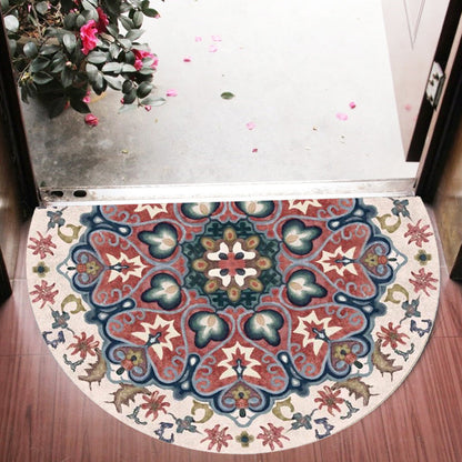 Skorter | Bohemian Floral Pattern Rug Multicolor Polyester Rug Machine Washable Non-Slip Back Rug for Living Room