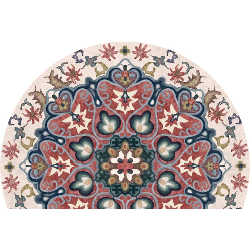 Skorter | Bohemian Floral Pattern Rug Multicolor Polyester Rug Machine Washable Non-Slip Back Rug for Living Room