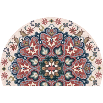 Skorter | Bohemian Floral Pattern Rug Multicolor Polyester Rug Machine Washable Non-Slip Back Rug for Living Room