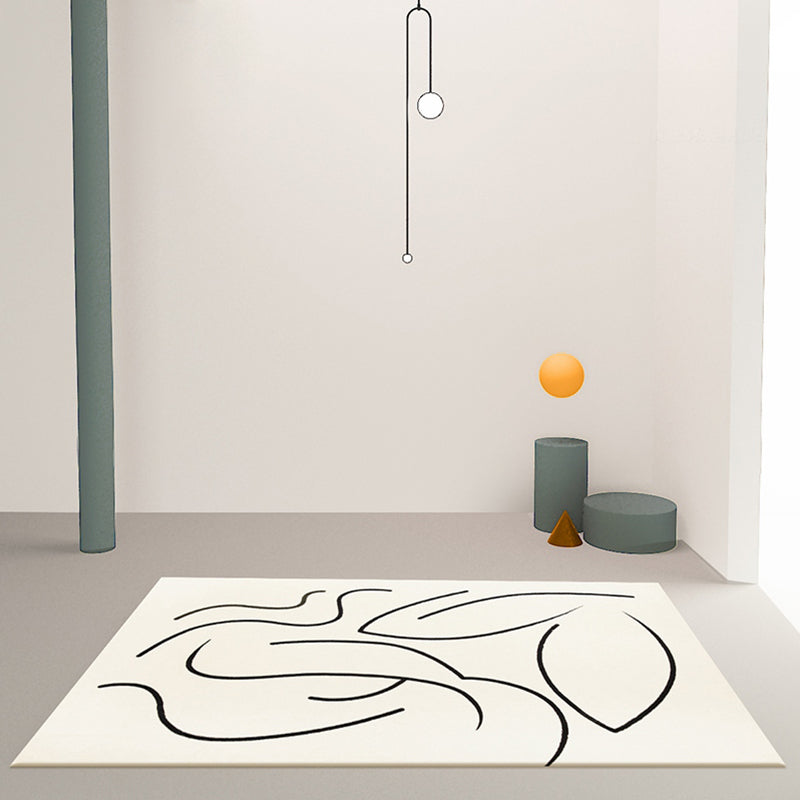 Skorter | Casual Beige Modernist Carpet Polyester Abstract Carpet Washable Pet-Friendly Non-Slip Carpet for the Living Room