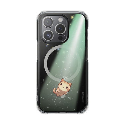 Skorter | Fluff's - Cosmo the Cat Beaming in Space Magnetic Clear Case for iPhone Series