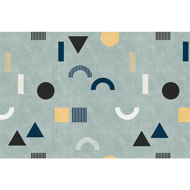 Skorter | Casual Modernism Area Rug Green Geometric Pattern Area Rug Pet Friendly Non-Slip Washable Area Rug for Decoration