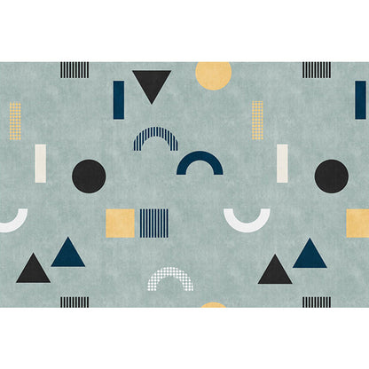 Skorter | Casual Modernism Area Rug Green Geometric Pattern Area Rug Pet Friendly Non-Slip Washable Area Rug for Decoration