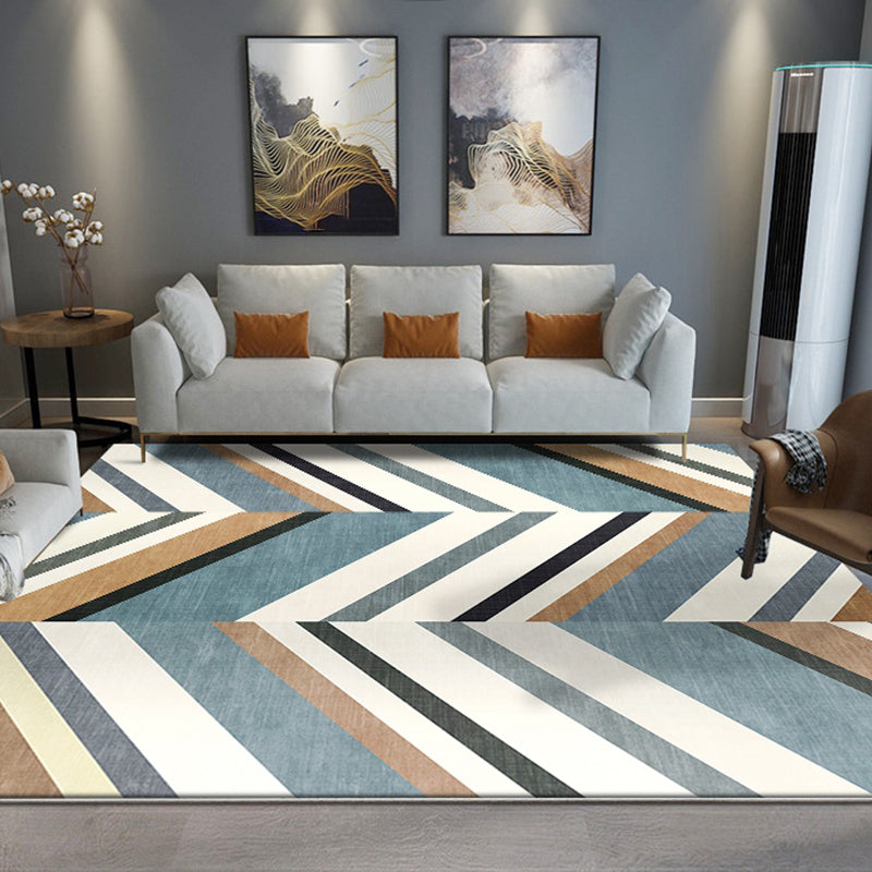 Skorter | Casual Modernism Rug Green and Brown Striped Pattern Rug Pet Friendly Non-Slip Washable Rug for Decoration