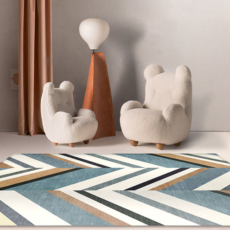 Skorter | Casual Modernism Rug Green and Brown Striped Pattern Rug Pet Friendly Non-Slip Washable Rug for Decoration