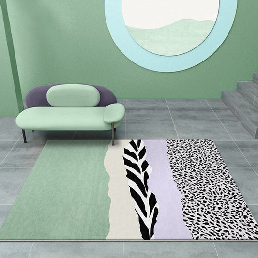 Skorter | Creative Nordic Carpet Green Color Block Carpet Pet Friendly Non-Slip Washable Area Rug for Decoration