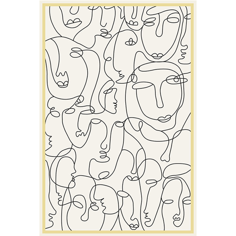 Skorter | Creative Nordic Carpet Beige Character Pattern Carpet Pet Friendly Non-Slip Washable Rug for Decoration