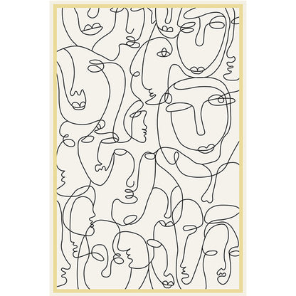 Skorter | Creative Nordic Carpet Beige Character Pattern Carpet Pet Friendly Non-Slip Washable Rug for Decoration