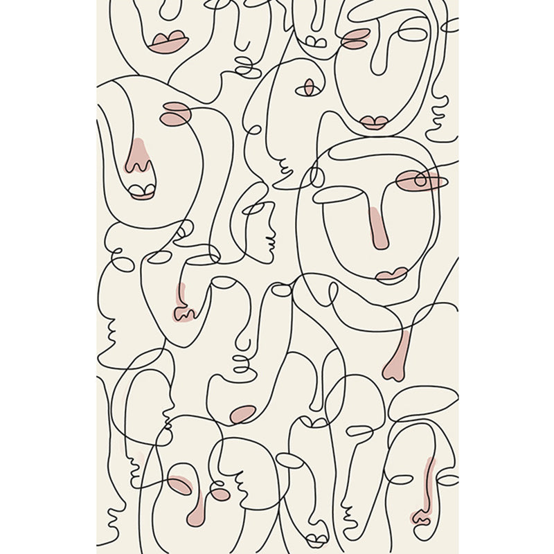 Skorter | Creative Nordic Carpet Beige Character Pattern Carpet Pet Friendly Non-Slip Washable Rug for Decoration