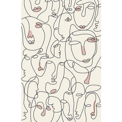 Skorter | Creative Nordic Carpet Beige Character Pattern Carpet Pet Friendly Non-Slip Washable Rug for Decoration