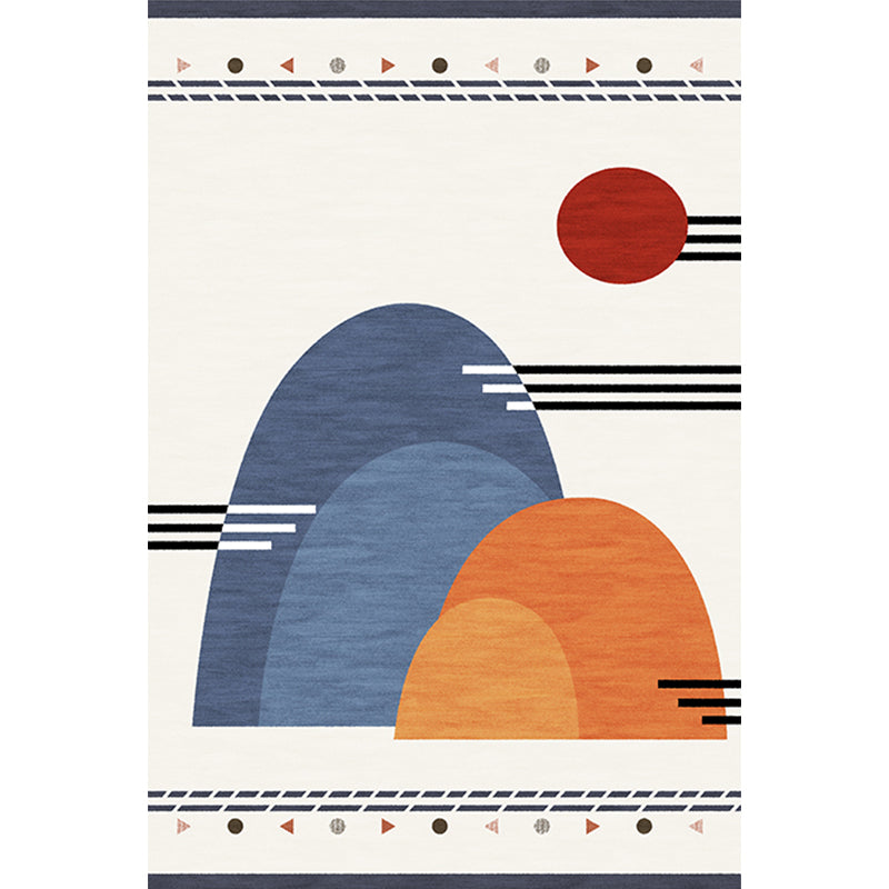 Skorter | Blue Mountain Pattern Rug Polyester Oriental Rug Washable Non-Slip Pet-Friendly Rug for Living Room