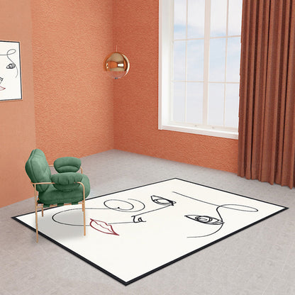 Skorter | Beige Abstract Rug Polyester Modern Rug Washable Non-Slip Pet-Friendly Area Rug for the Living Room