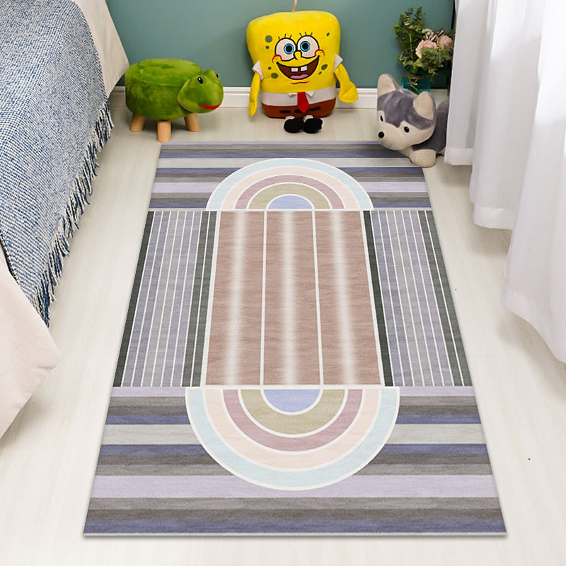 Skorter | Casual Modernism Rug Brown Striped Pattern Rug Pet Friendly Non-Slip Washable Rug for Decoration