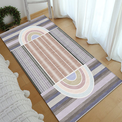 Skorter | Casual Modernism Rug Brown Striped Pattern Rug Pet Friendly Non-Slip Washable Rug for Decoration