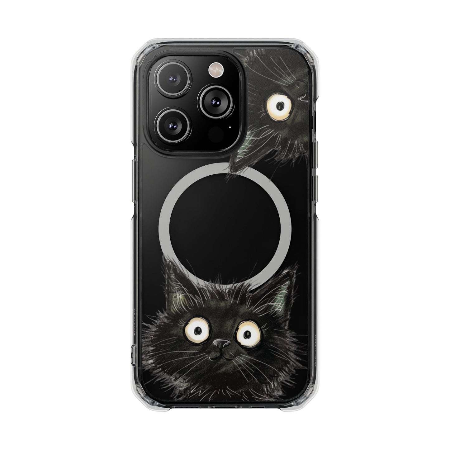 Skorter | Black Cat Magnetic Clear Case for iPhone Series