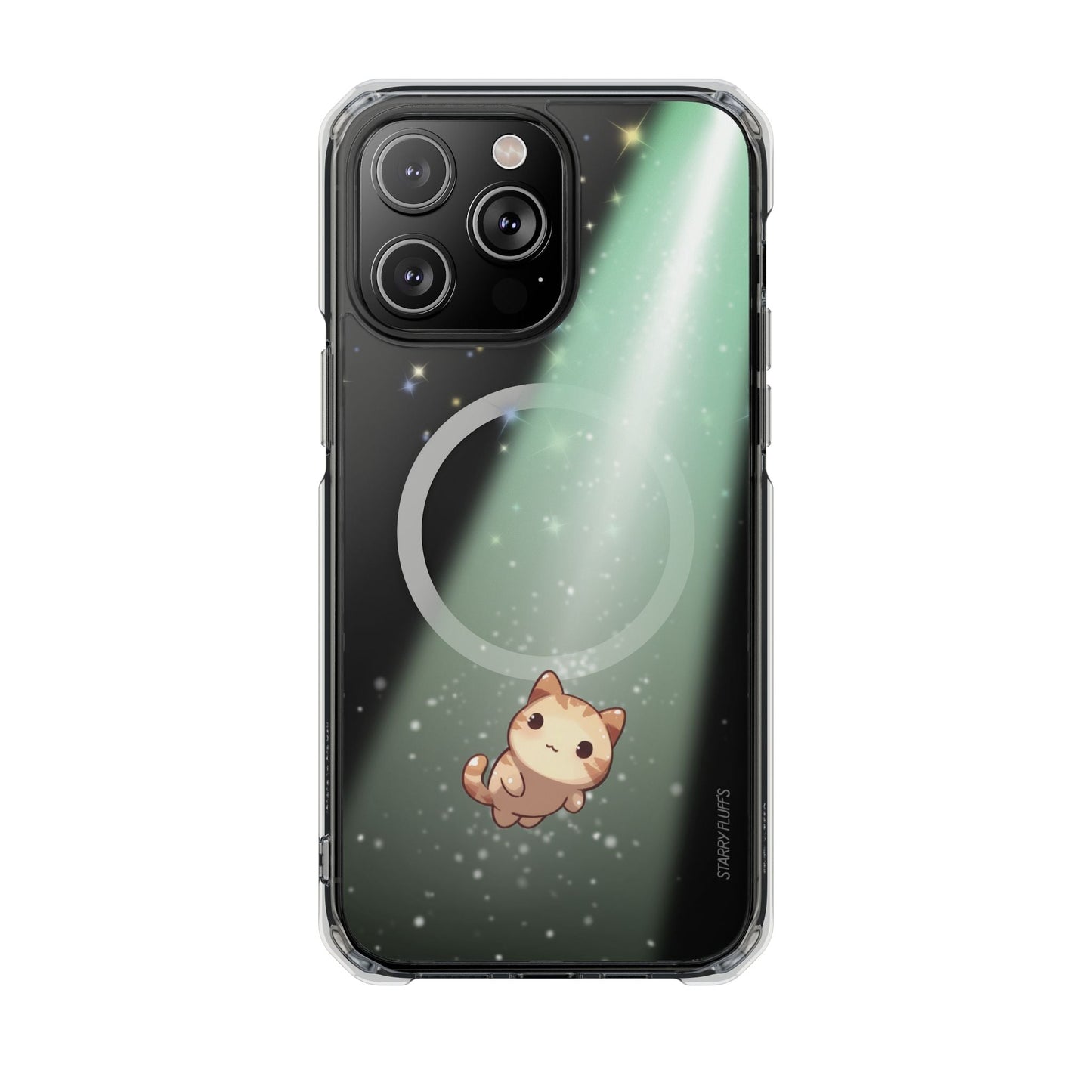 Skorter | Fluff's - Cosmo the Cat Beaming in Space Magnetic Clear Case for iPhone Series
