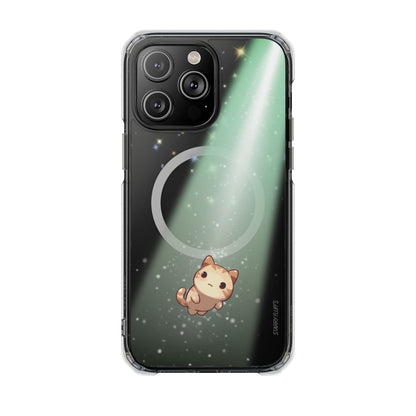 Skorter | Fluff's - Cosmo the Cat Beaming in Space Magnetic Clear Case for iPhone Series