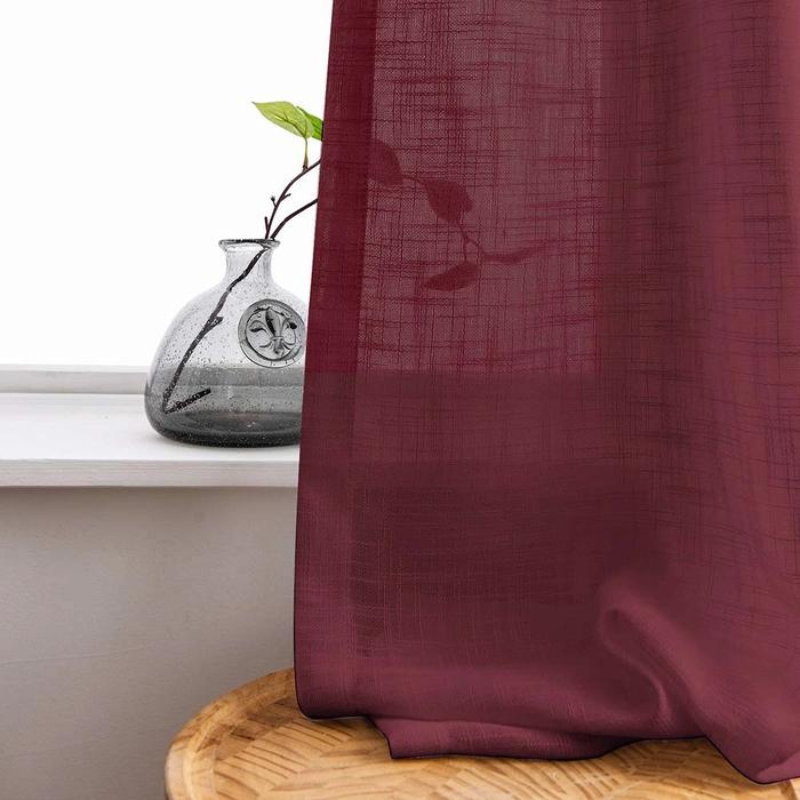 Skorter | Ela Linen Appearance Semi Transparent Curtains Tulle