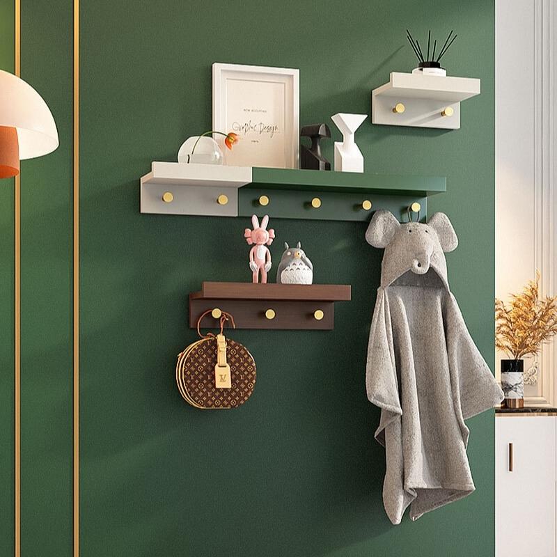 Skorter | Huxley Wall Shelf with Gold Hooks