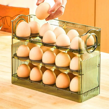 Skorter | Clear Egg Organizer – Space-Saving Rolling Fridge Storage