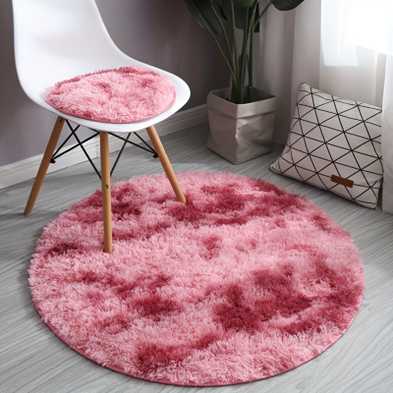 Skorter | 1pc Tie-dye Plushfiber Round Rug - Soft and Warm Decorative Mat for Living Room, Bedroom and Yoga