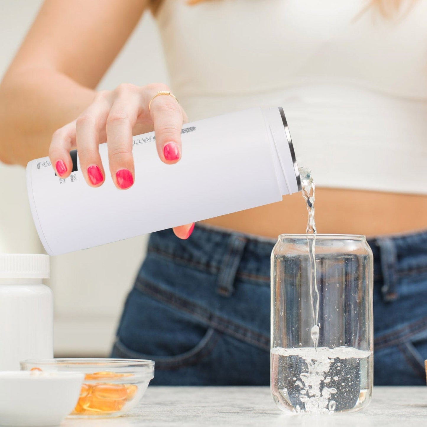 Skorter | 17Oz Stainless Steel Travel Electric Kettle with 4 Temperature Presets